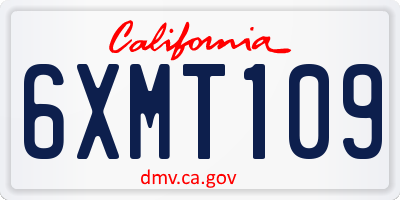 CA license plate 6XMT109