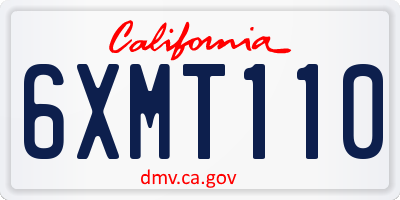 CA license plate 6XMT110