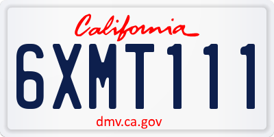 CA license plate 6XMT111