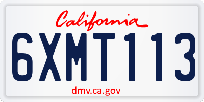 CA license plate 6XMT113