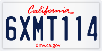 CA license plate 6XMT114