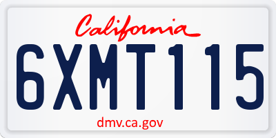 CA license plate 6XMT115