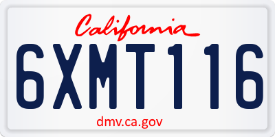 CA license plate 6XMT116