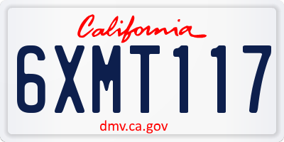 CA license plate 6XMT117