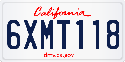 CA license plate 6XMT118