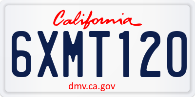 CA license plate 6XMT120