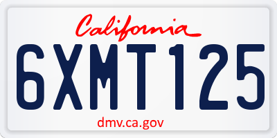 CA license plate 6XMT125
