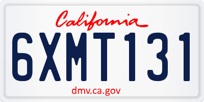 CA license plate 6XMT131