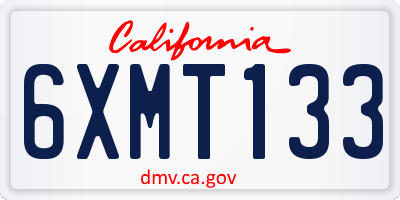 CA license plate 6XMT133