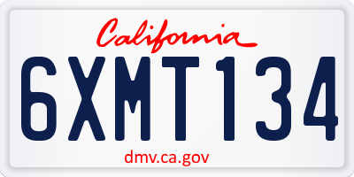 CA license plate 6XMT134