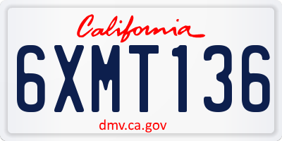 CA license plate 6XMT136
