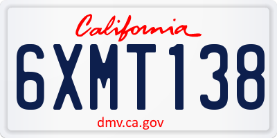 CA license plate 6XMT138