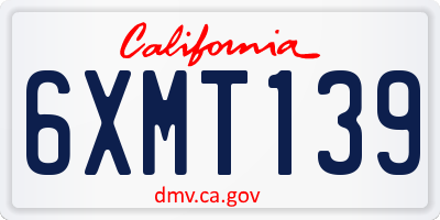 CA license plate 6XMT139