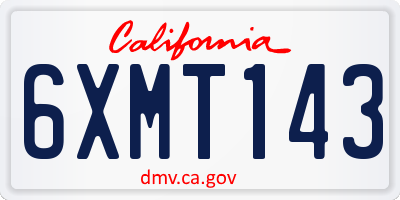 CA license plate 6XMT143
