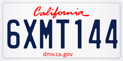 CA license plate 6XMT144