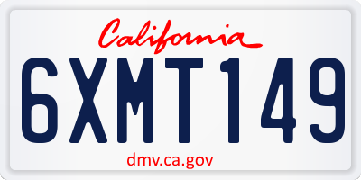 CA license plate 6XMT149