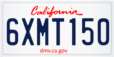 CA license plate 6XMT150