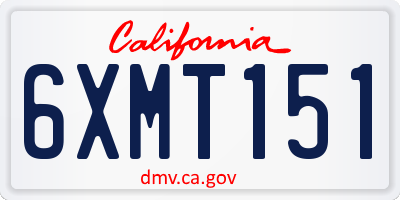 CA license plate 6XMT151