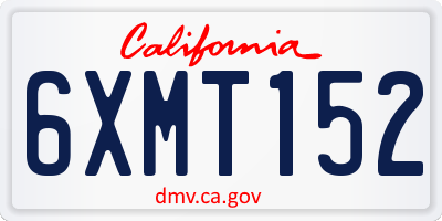 CA license plate 6XMT152