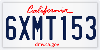 CA license plate 6XMT153