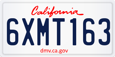 CA license plate 6XMT163