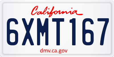 CA license plate 6XMT167