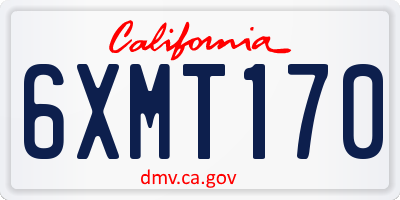 CA license plate 6XMT170