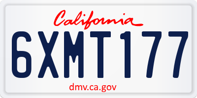 CA license plate 6XMT177