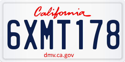 CA license plate 6XMT178