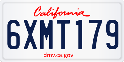 CA license plate 6XMT179