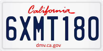 CA license plate 6XMT180