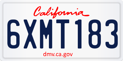 CA license plate 6XMT183
