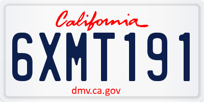 CA license plate 6XMT191
