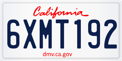 CA license plate 6XMT192
