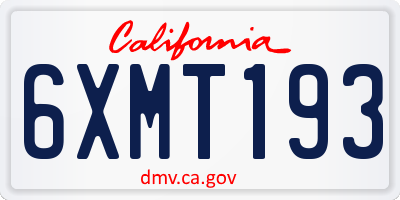 CA license plate 6XMT193