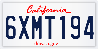 CA license plate 6XMT194