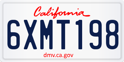 CA license plate 6XMT198
