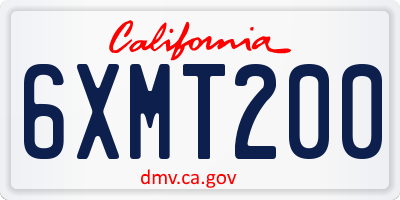 CA license plate 6XMT200