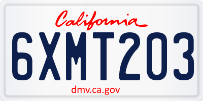 CA license plate 6XMT203