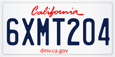 CA license plate 6XMT204
