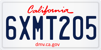 CA license plate 6XMT205