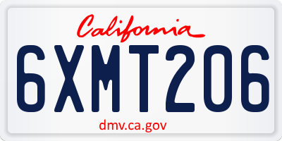 CA license plate 6XMT206