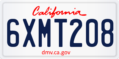 CA license plate 6XMT208