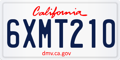 CA license plate 6XMT210