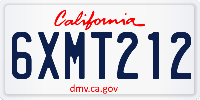 CA license plate 6XMT212