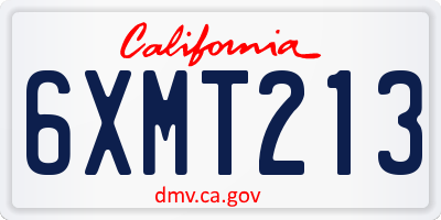 CA license plate 6XMT213