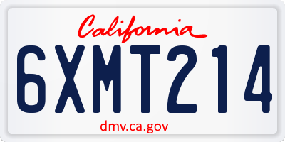 CA license plate 6XMT214