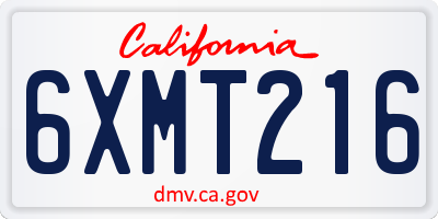 CA license plate 6XMT216