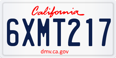 CA license plate 6XMT217