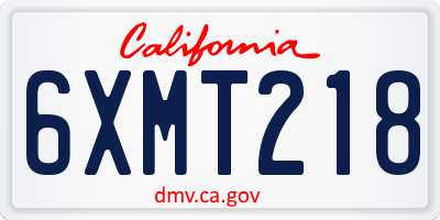 CA license plate 6XMT218
